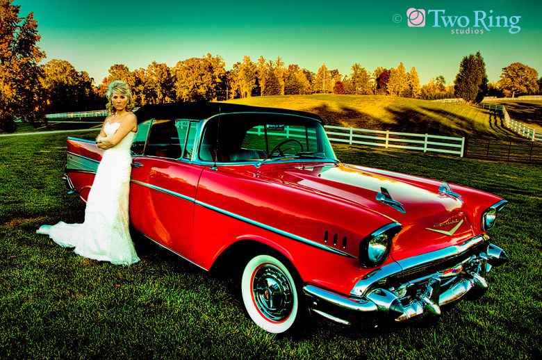 Bride with Classic Car