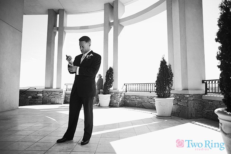 Groom waits for his bride at the Inn on Biltmore