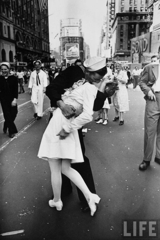 vintage Life Magazine cover of sailor kissing girl