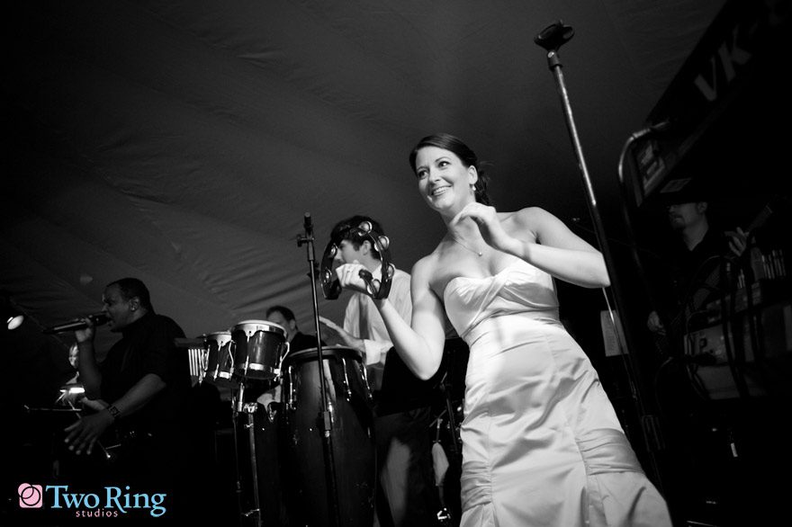 Bride playing with the band