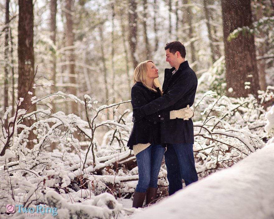 Snowy engagement shoot in Asheville