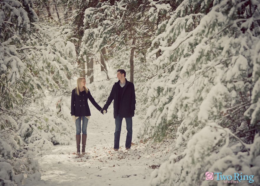 Winter engagement shoot in snow