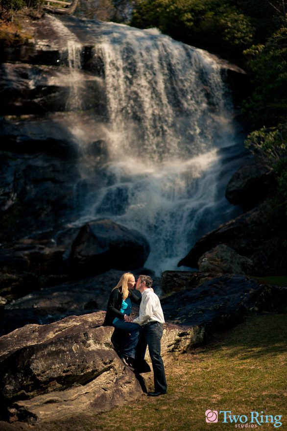Waterfall engagement photo