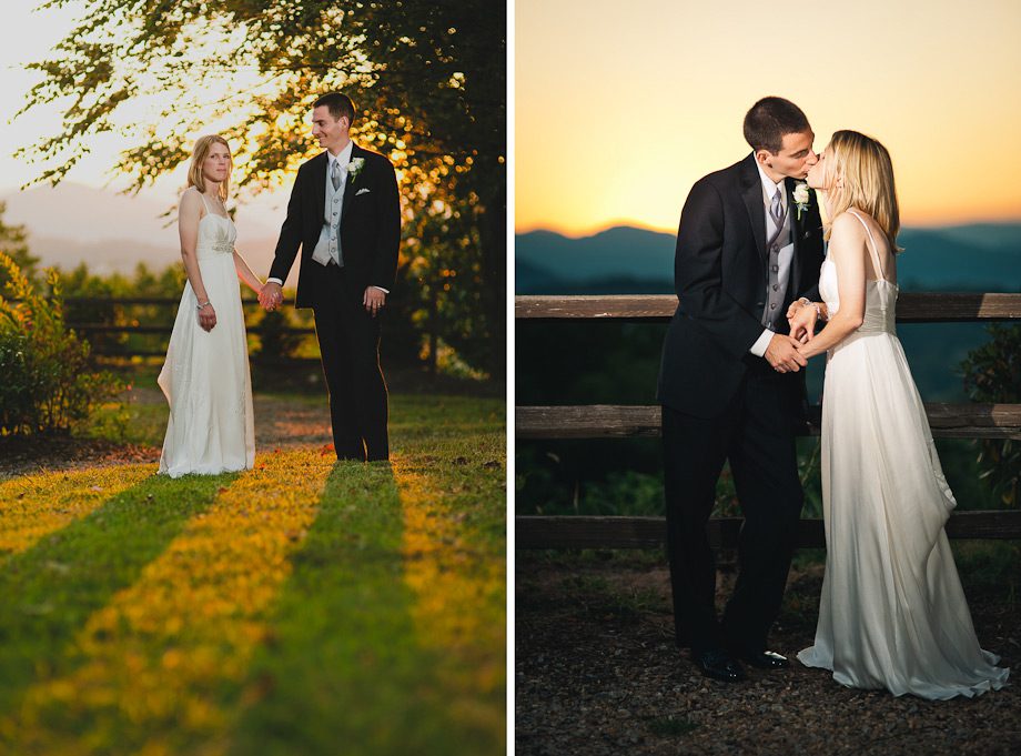Portraits of bride and groom at Asheville wedding