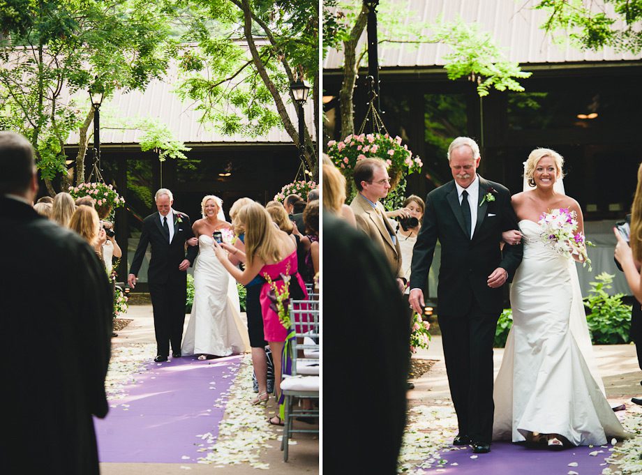 Father and bride walk down aisle