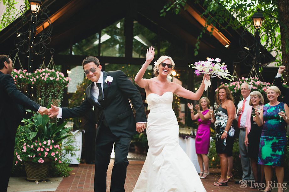 Bride and groom enter with Ray-Ban's on