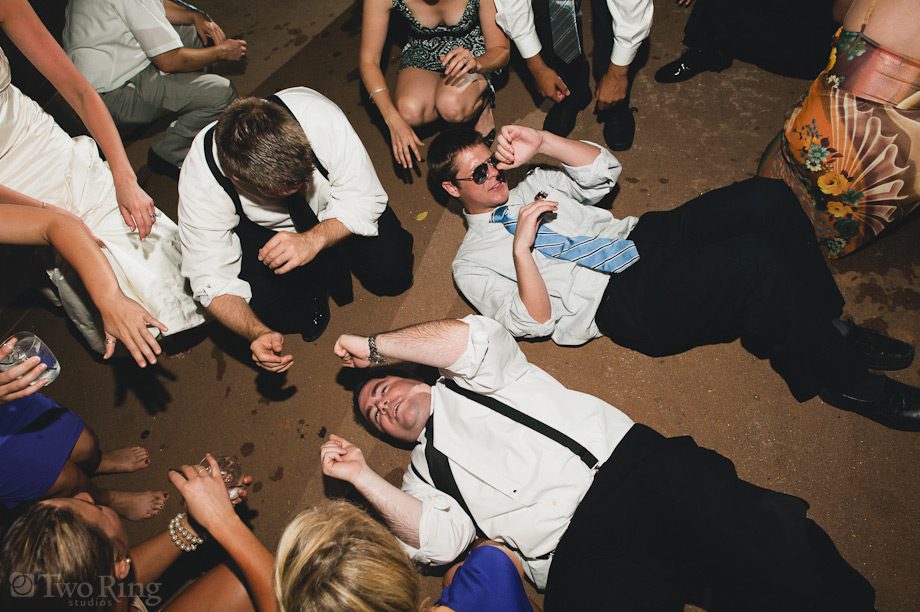 Laying on the floor during reception