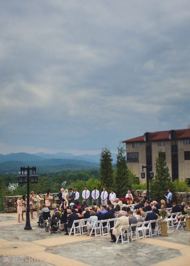 Wide shot of ceremony on terrace